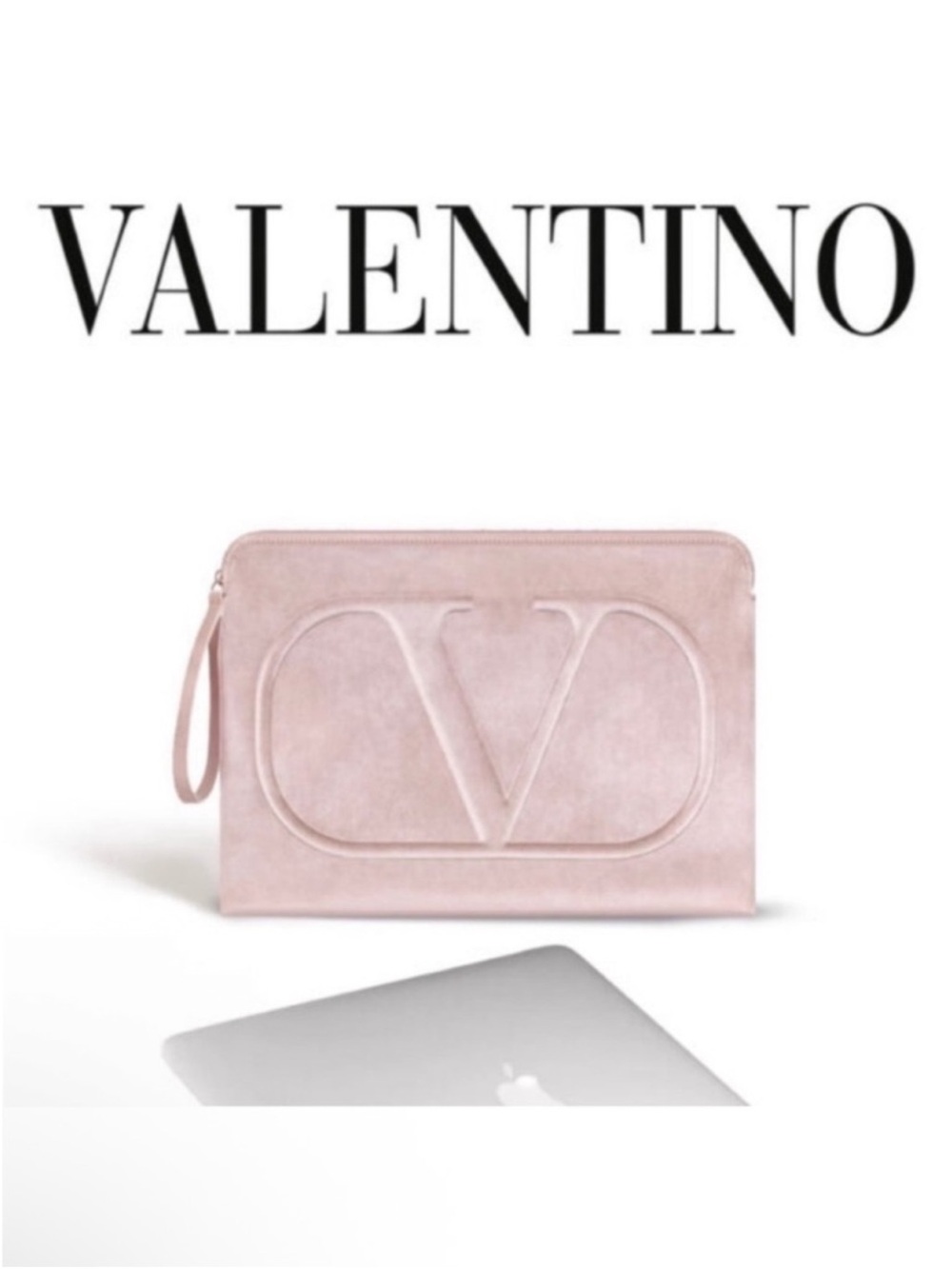 Valentino Beauty Blush Nude Logo Clutch / Laptop Pouch NEW